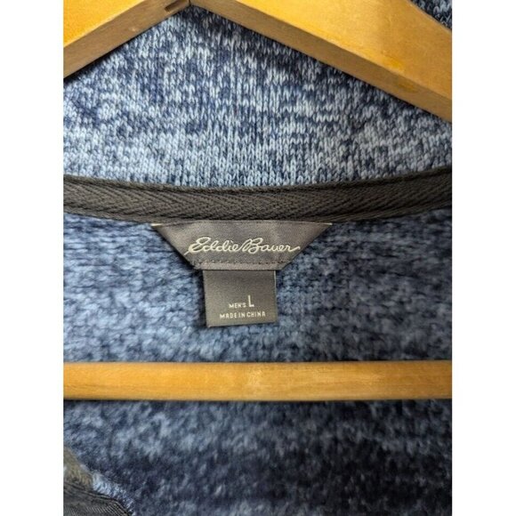 Eddie Bauer Men's Large Radiator Fleece Mock Neck Snap Pullover Blue G13 - Picture 4 of 9